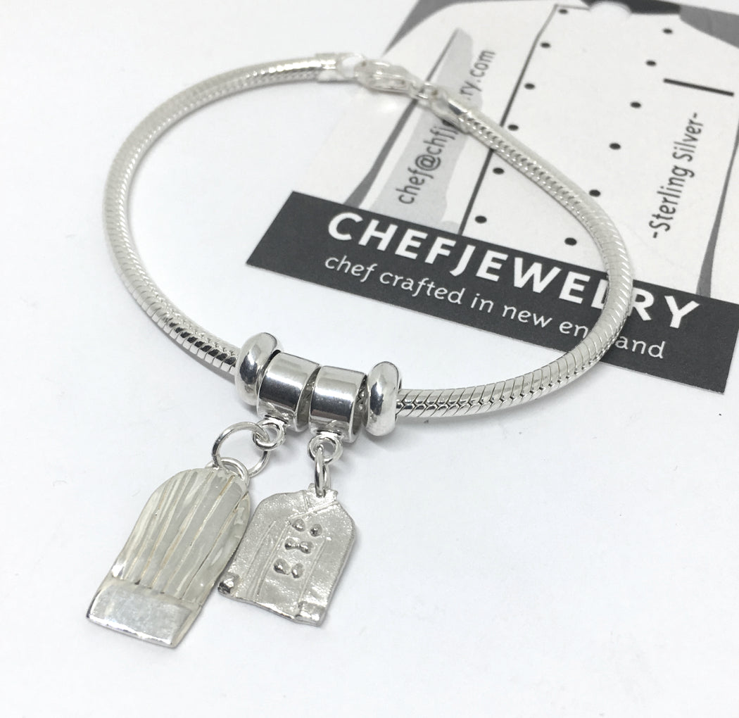 European Style Charm Bracelet with Sterling Silver Chef Charms