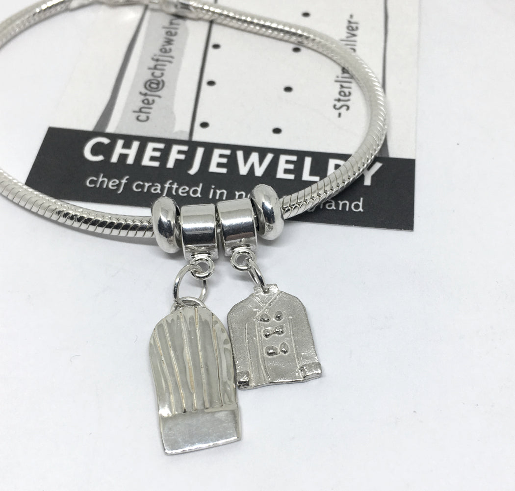 Chef Charm Bracelet with Chef Hat and Chef Coat