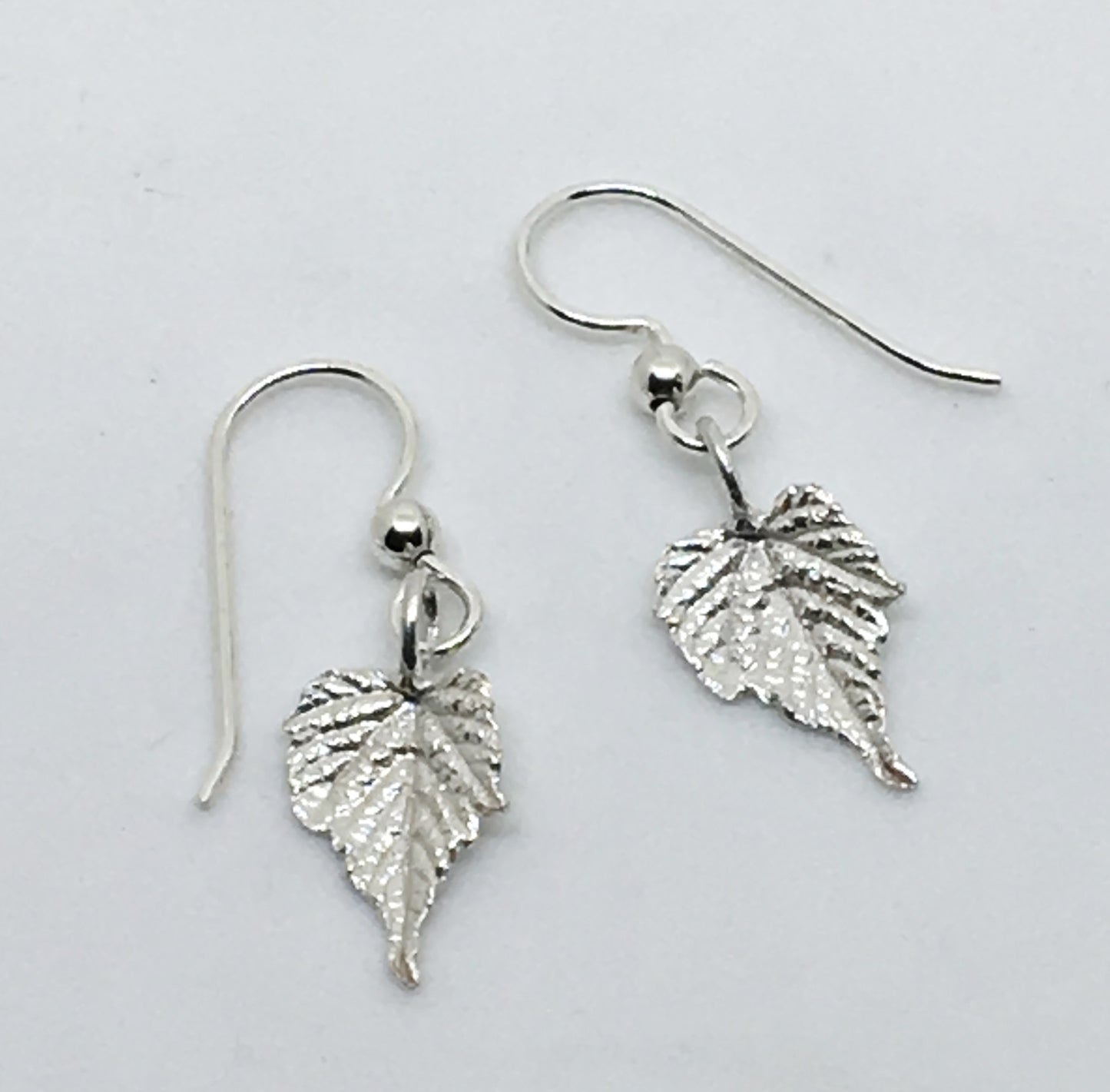 Sterling Silver Grape Leaf Earrings