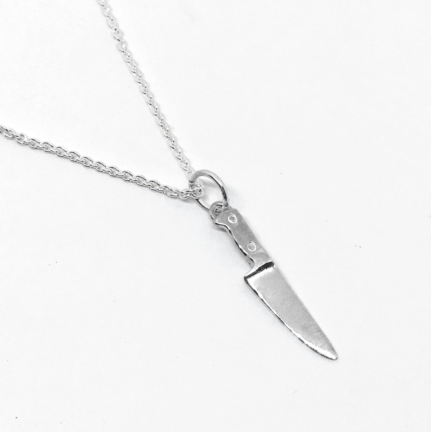 Sterling Chef Knife Pendant Necklace