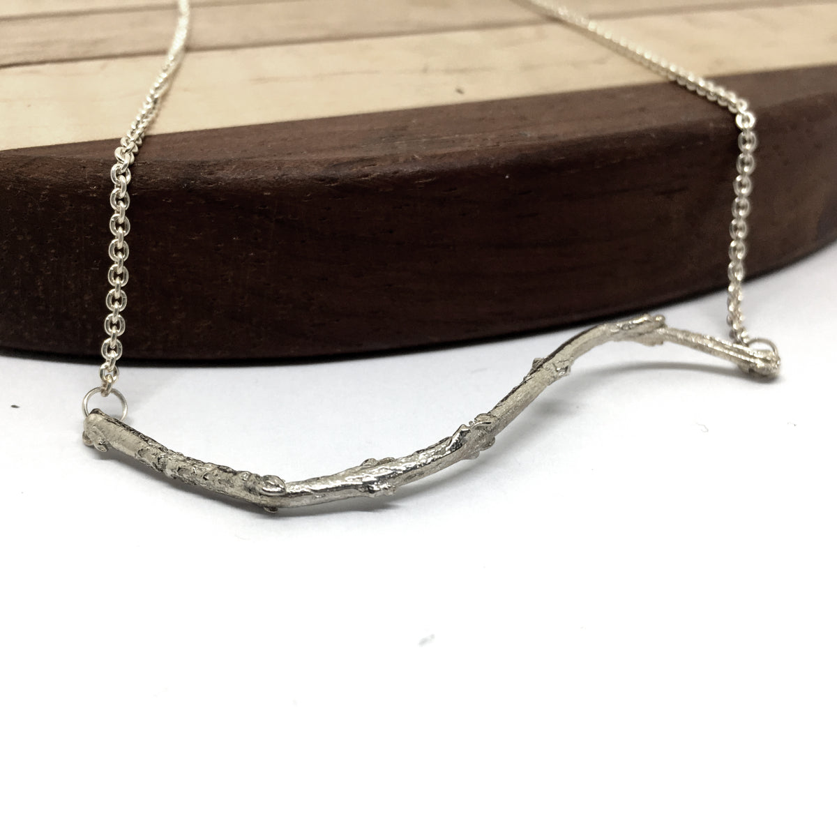 Olive Twig Necklace in Sterling Silver