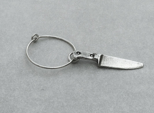 Single Chef Knife Hoop Earring in Sterling Silver