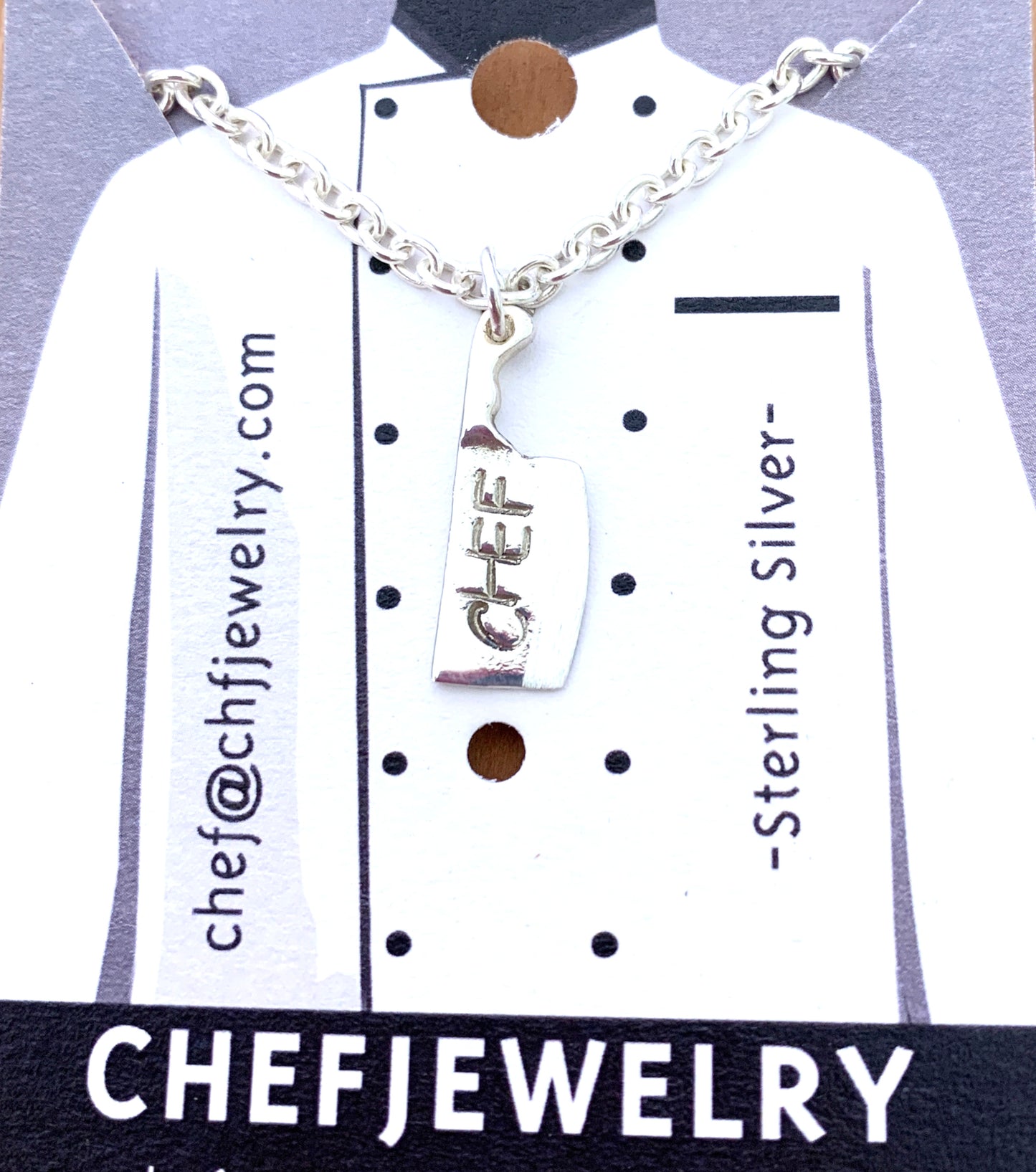 Chef's Handstamped Chef Cleaver Charm Necklace in Sterling Silver
