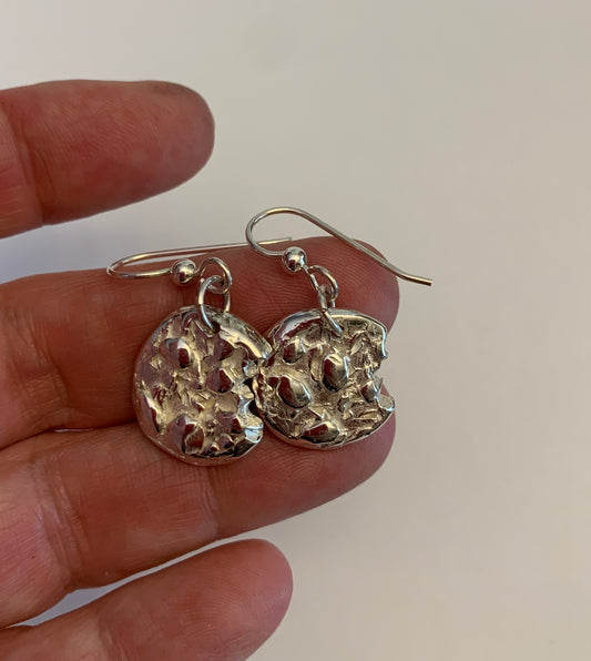 Oatmeal Cookie Earrings in Sterling Silver