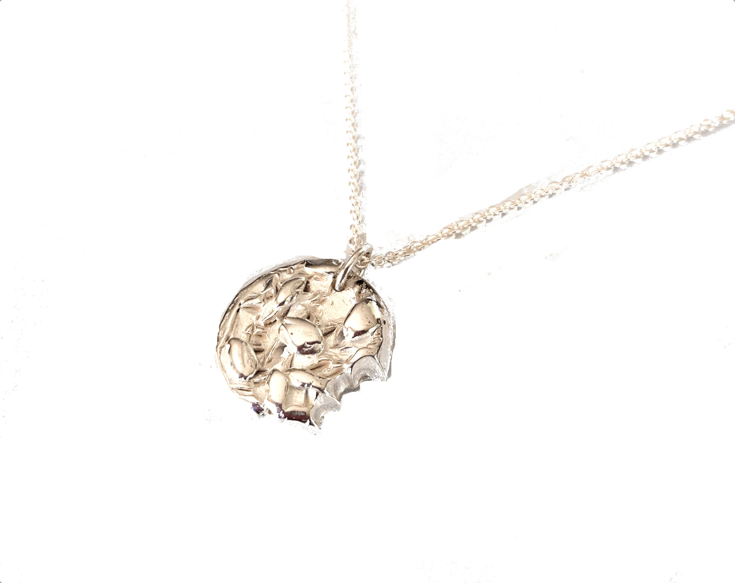 Oatmeal Cookie Pendant Necklace in Sterling Silver