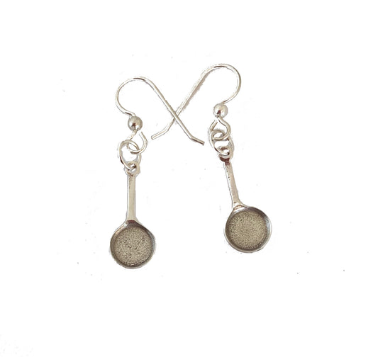 sterling silver frying pan earrings with french hook earwires