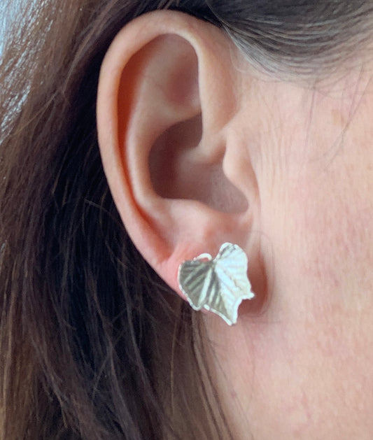 Grape Leaf Post Earrings in Sterling Silver