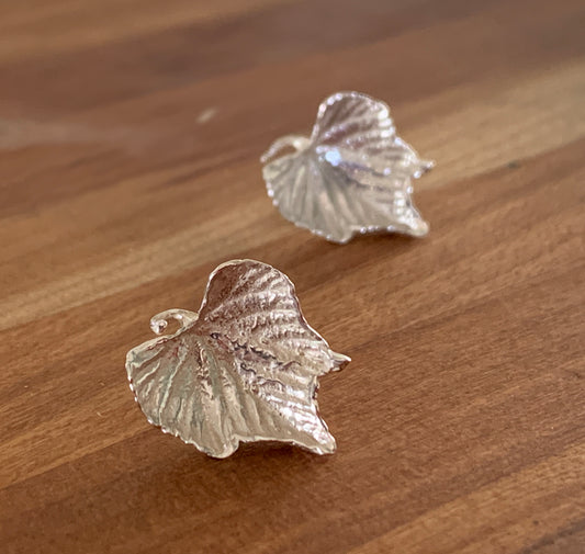 Grape Leaf Post Earrings in Sterling Silver