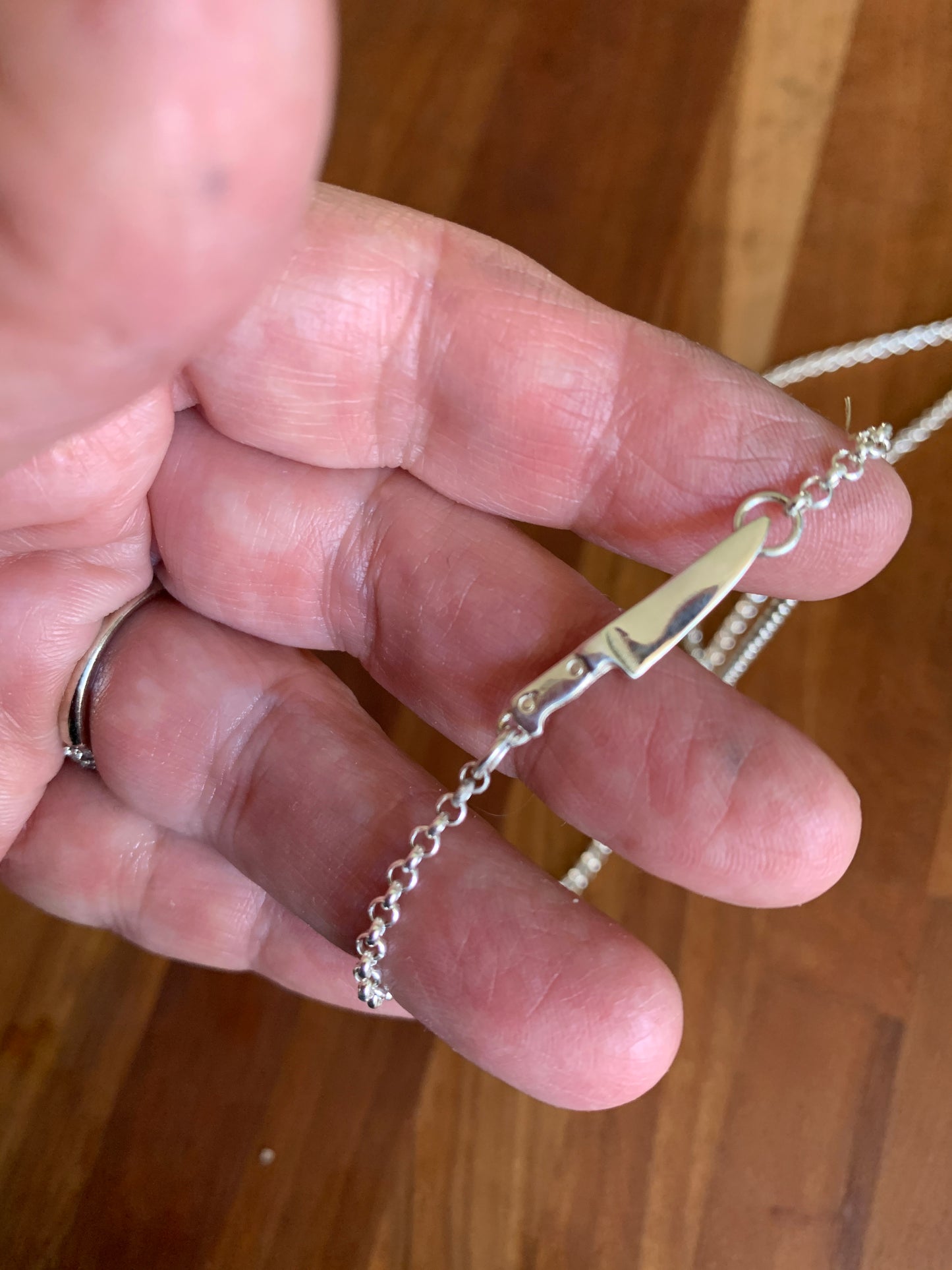 Chef Knife Chain Necklace in Sterling Silver