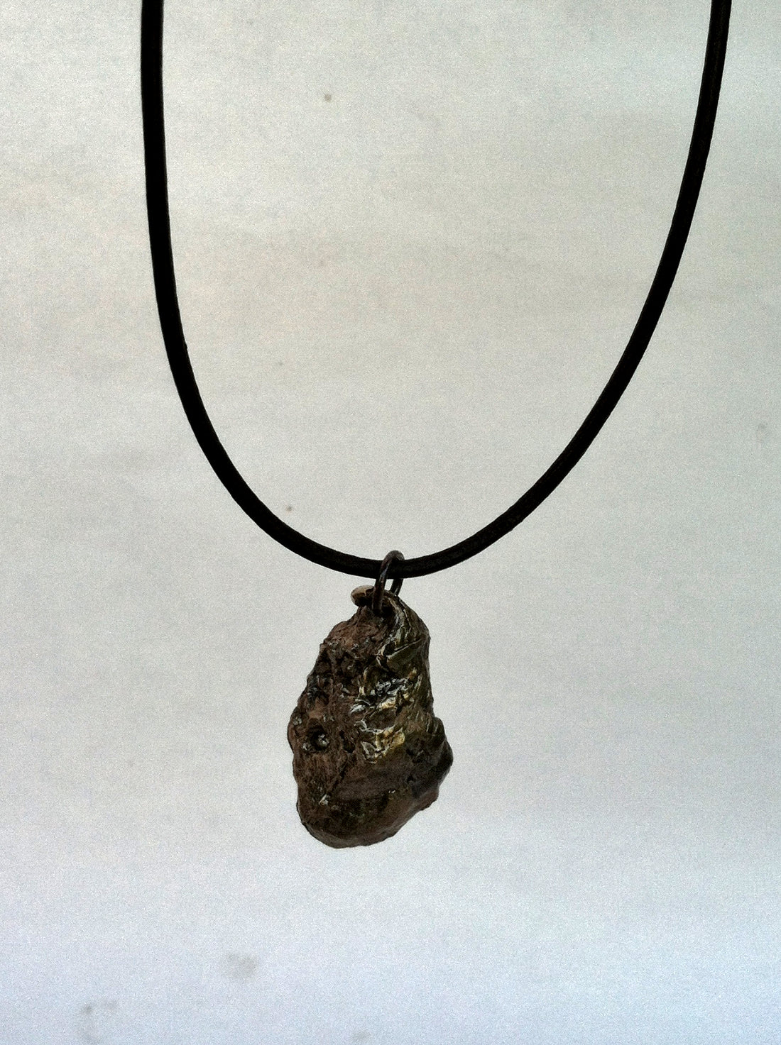 Bronze Oyster Shell Necklace on Leather Cord