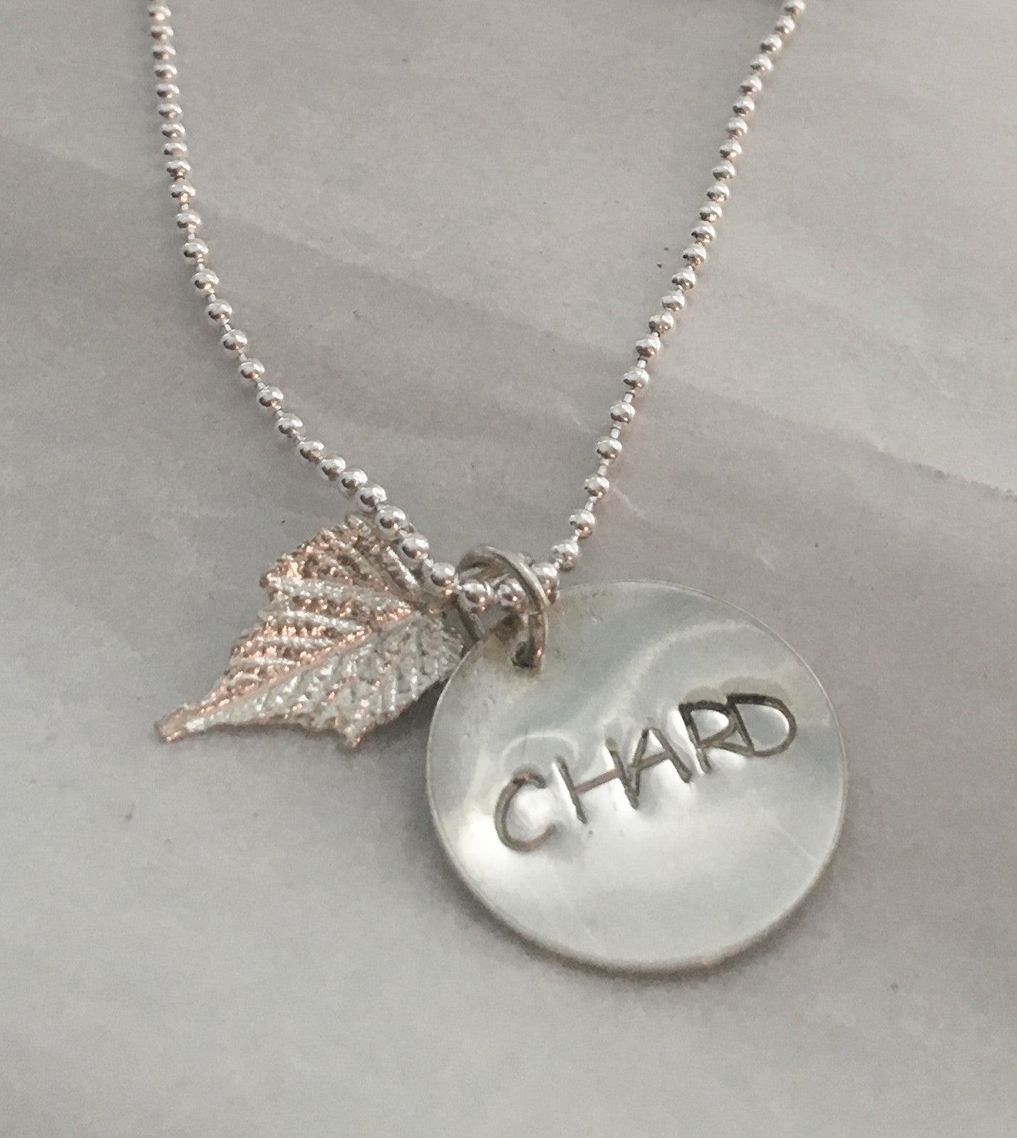 Hand Stamped Chardonnay Wine Lover Necklace in Sterling Silver
