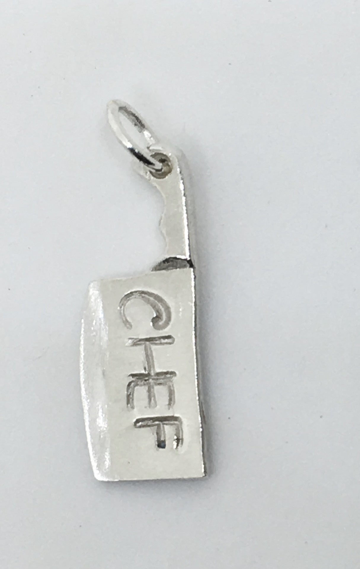 Hand Stamped Chef Cleaver Charm in Sterling Silver