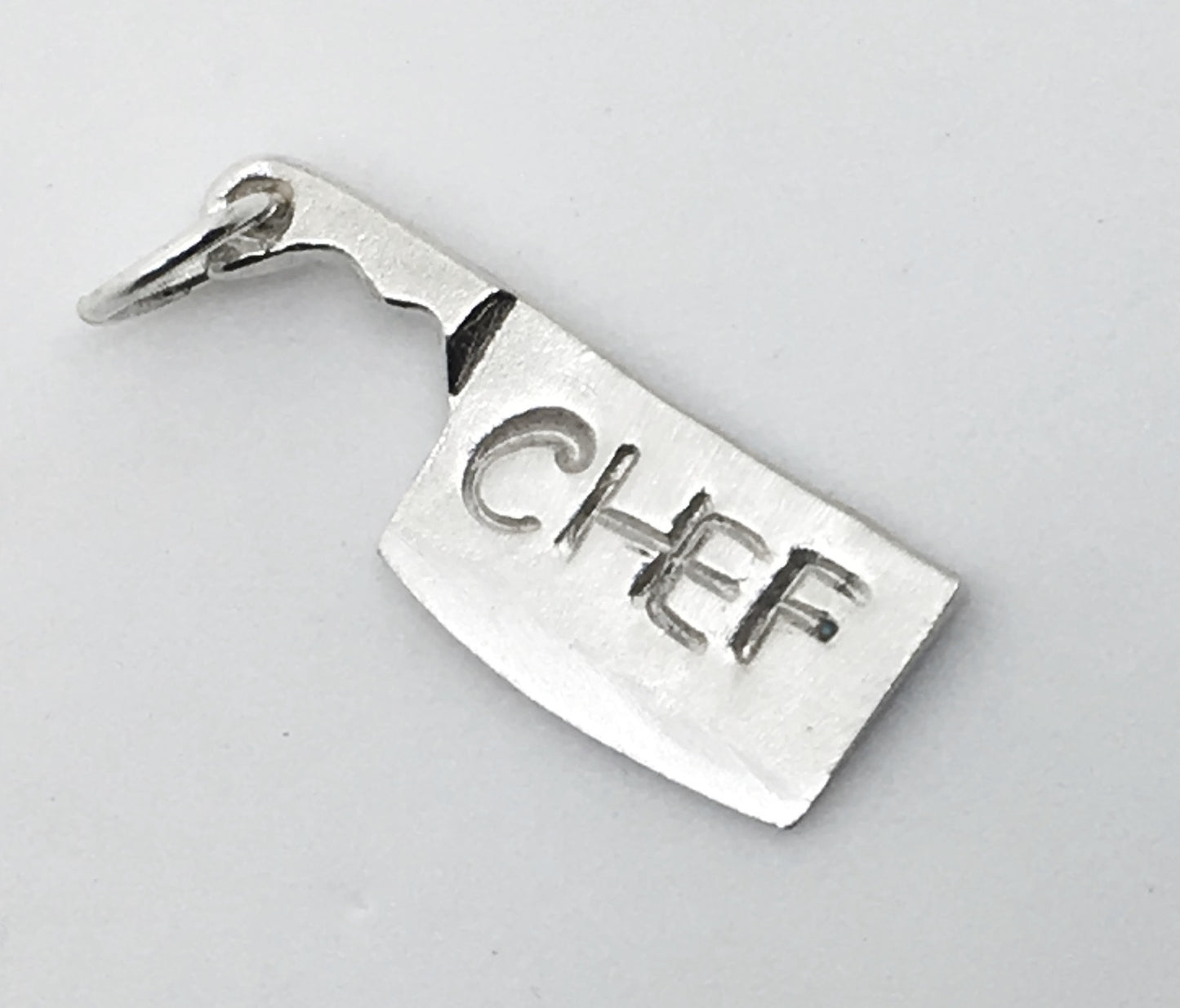 Hand Stamped Chef Cleaver Charm in Sterling Silver