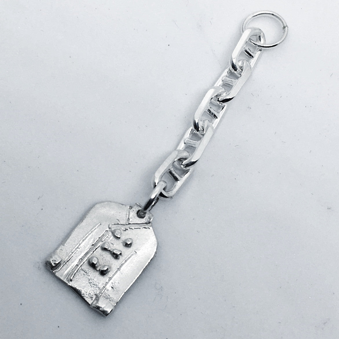 Chef Coat Key Ring Charm in Sterling Silver