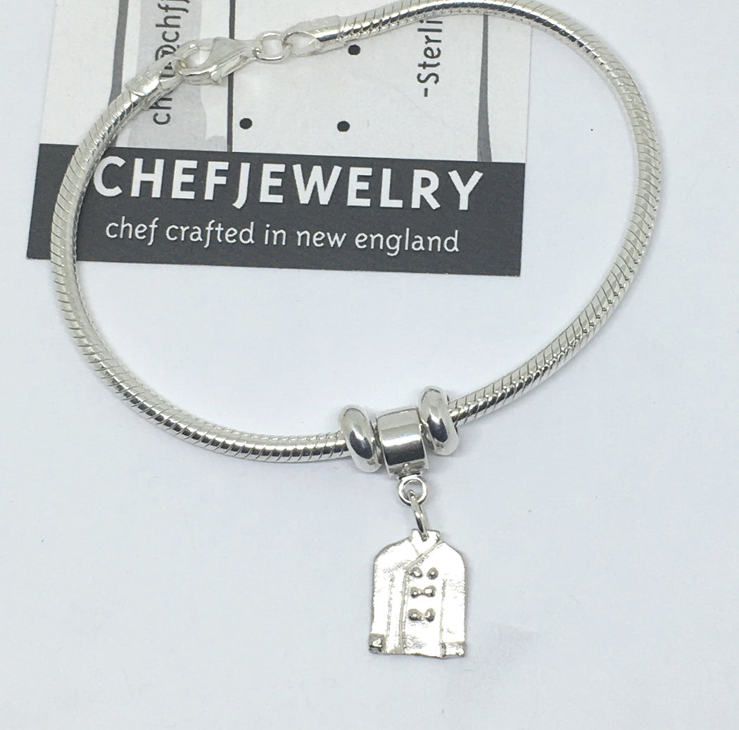 sterling slider bead charm bracelet with chef jacket