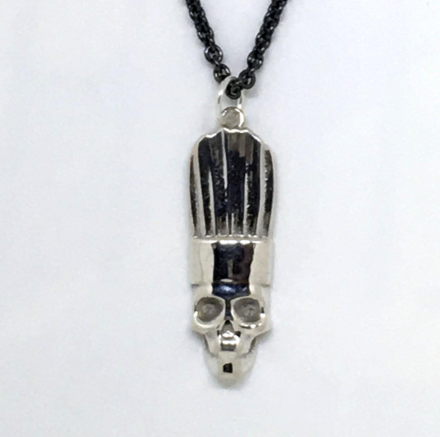 sterling silver chef skull pendant necklace