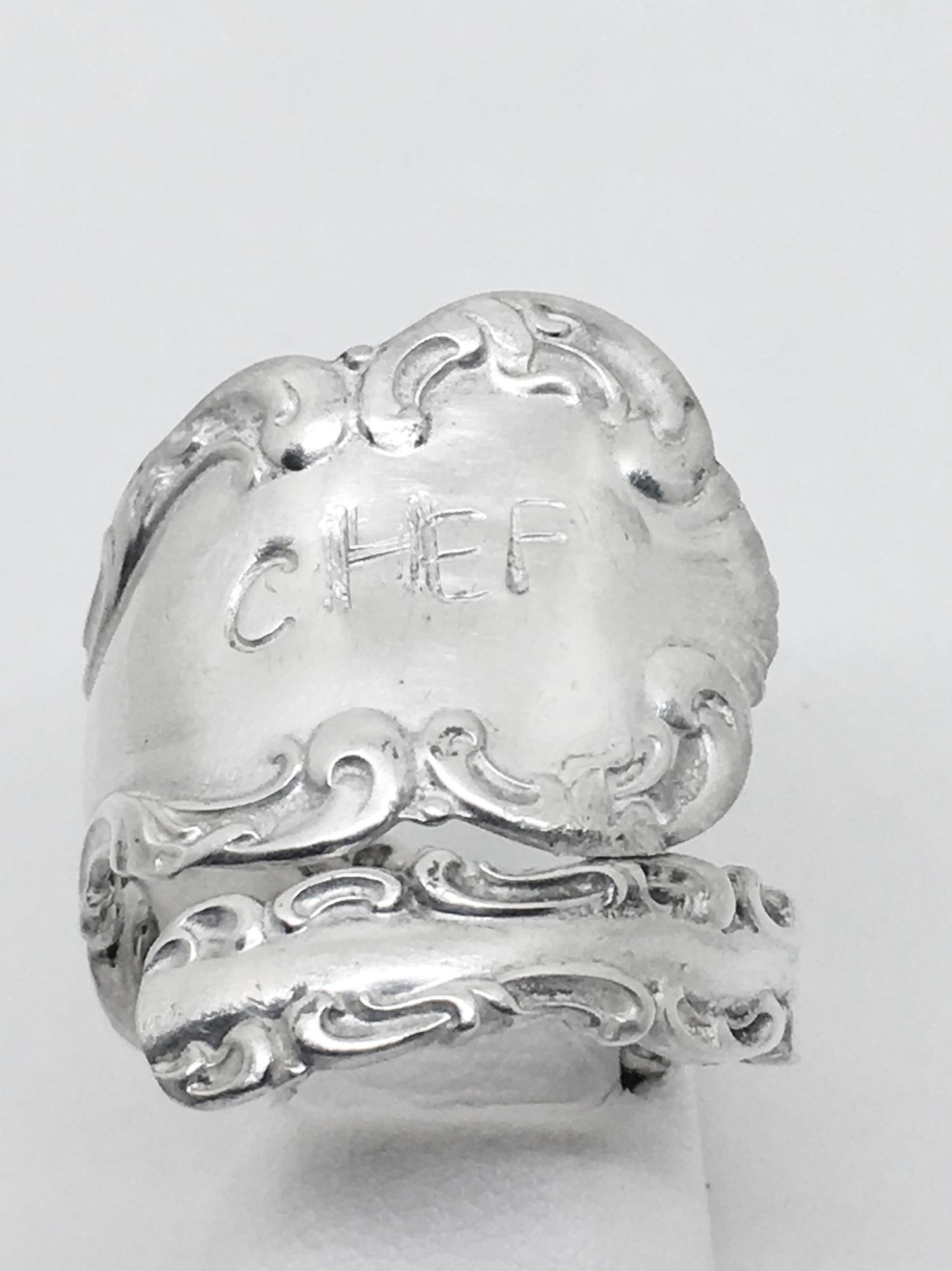 Handstamped Chef Spoon Ring in Sterling Silver