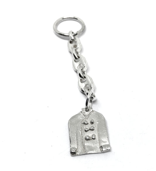 chef coat key ring charm in sterling silver