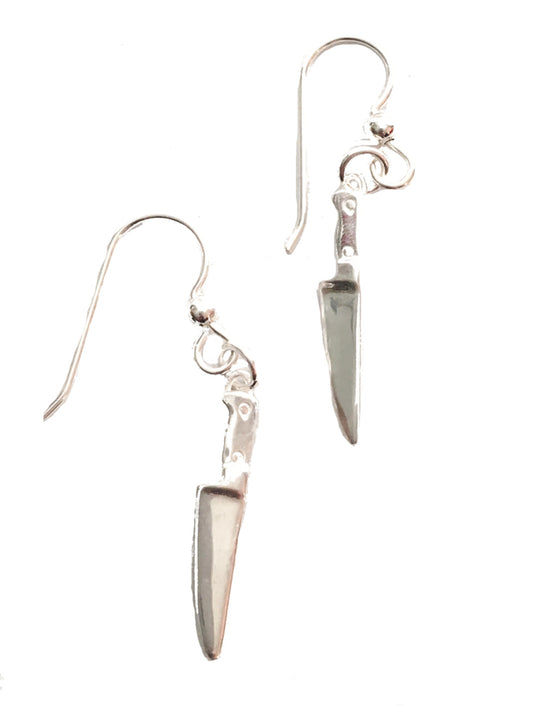 chef knife dangle earrings in sterling silver