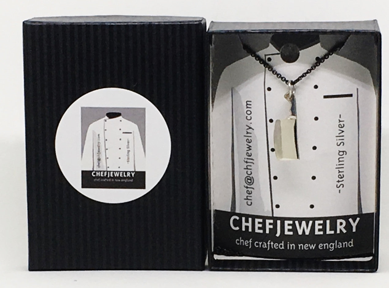 Chef Cleaver Pendant Necklace with Black Silver Chain