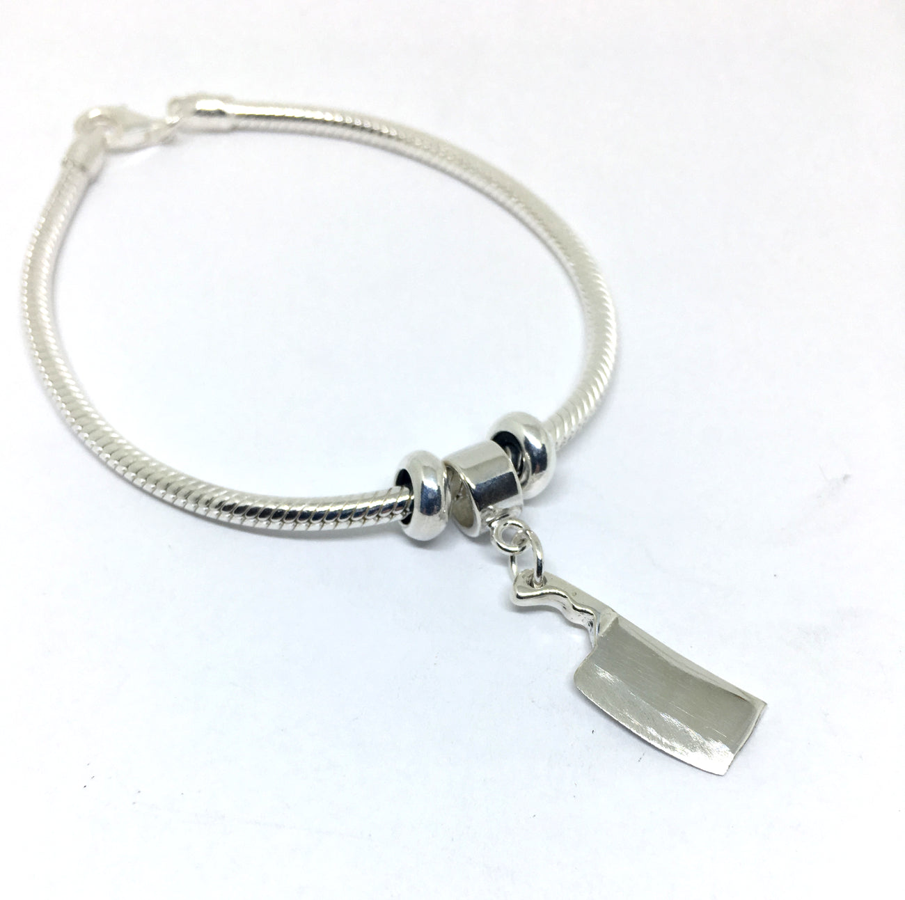 Chef Cleaver Charm Bracelet with Snake Chain