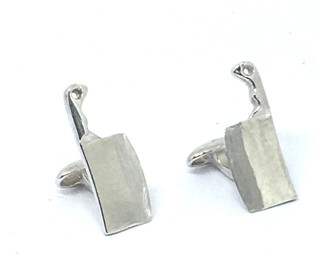 Solid sterling silver cleaver cuff links
