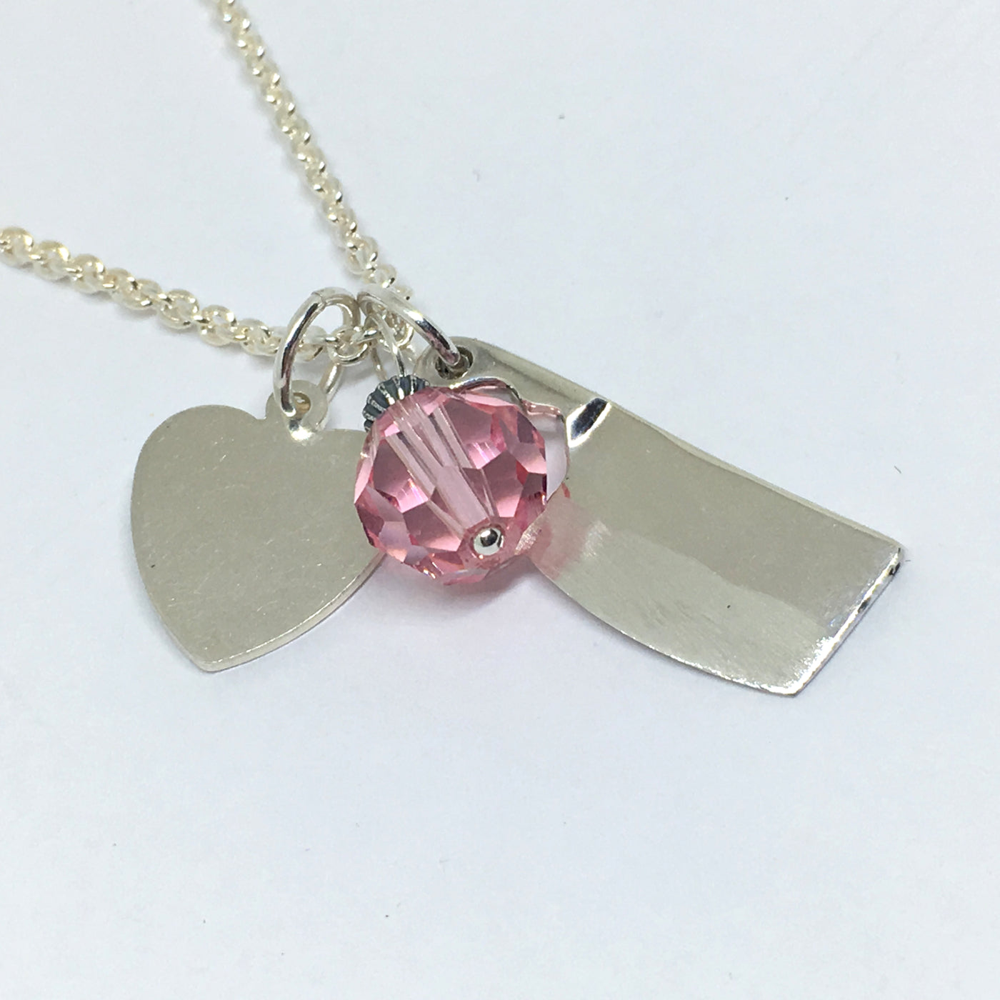 Personalized Chef Cleaver Cluster Necklace with Initials and Pink Swarovski Crystal