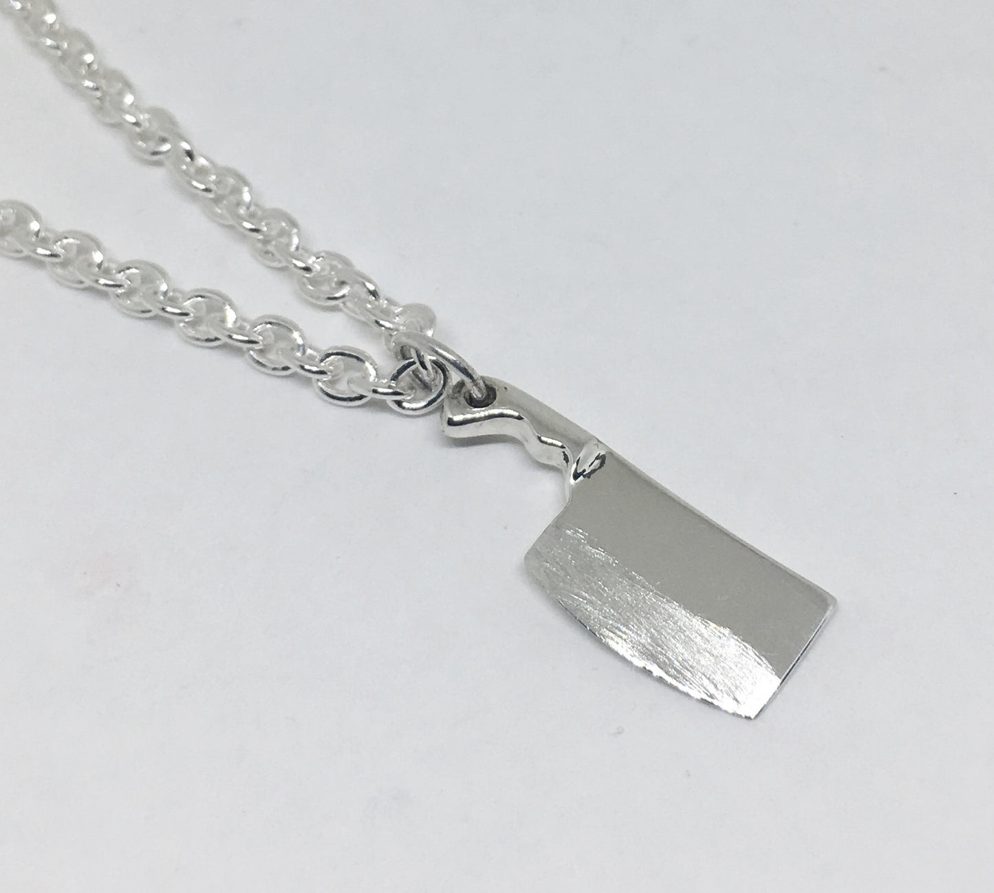 Chef Cleaver Knife Pendant Necklace in Sterling Silver with 3mm Chain