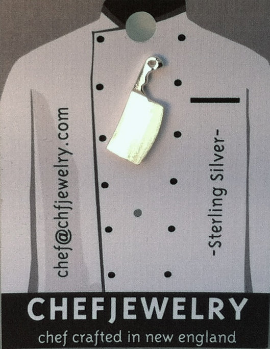 Chef Cleaver Knife Stud Earring in Sterling Silver