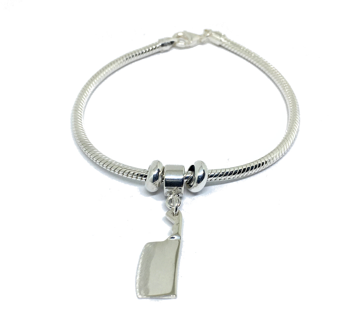sterling silver cleaver charm bracelet on snake chain