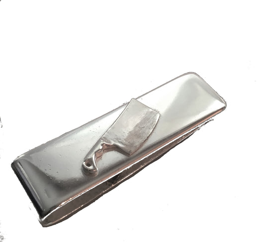 sterling silver money clip with cleaver knife