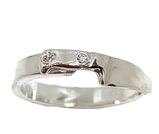 Diamond  Accented Chef Knife Ring in Sterling Silver