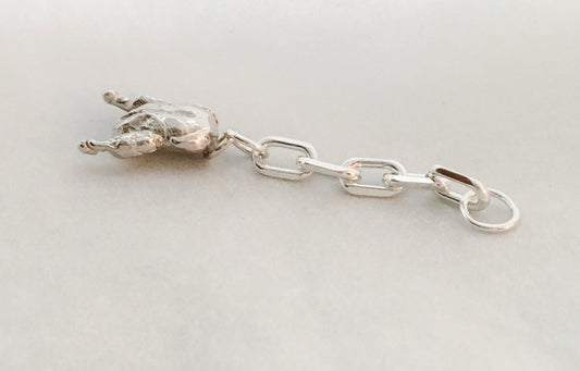 Roast Duck Key Ring Charm in Sterling Silver