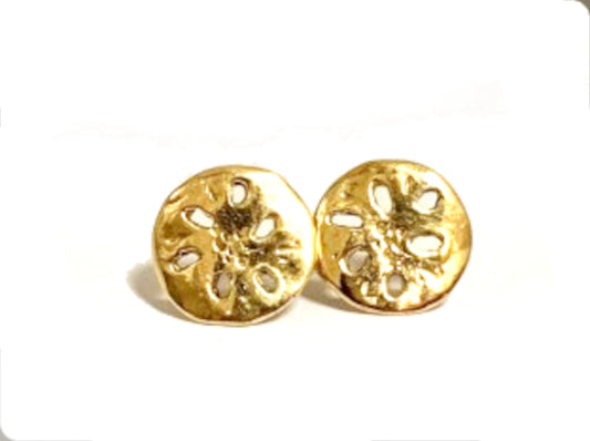 yellow gold plated lotus root post earrings