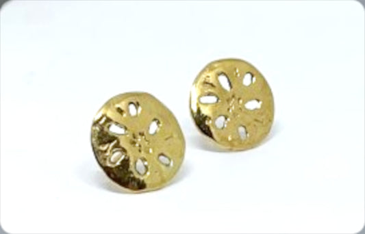 Yellow Gold Plated Lotus Root Post Earrings