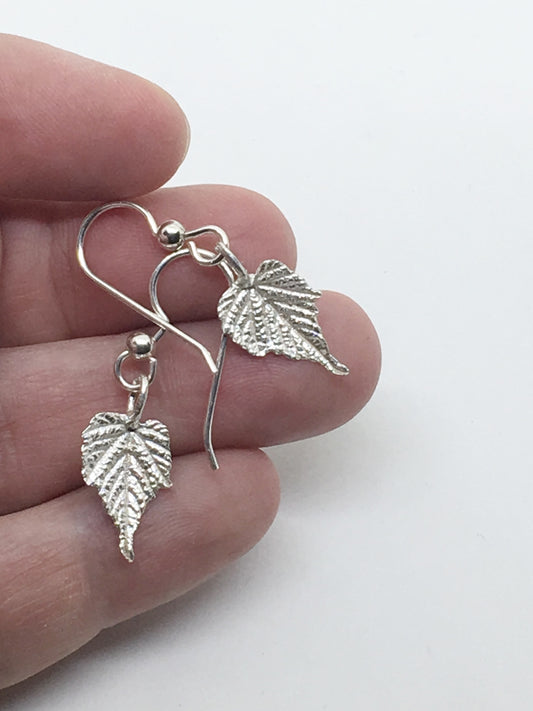 Sterling Silver Grape Leaf Earrings