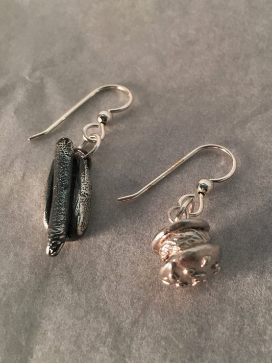 Sterling Silver Hot Dog and Hamburger Earrings