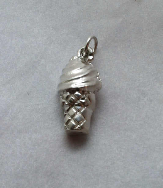 Ice Cream Cone Charm in Sterling Silver