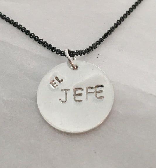 Handstamped El Jefe Pendant Necklace