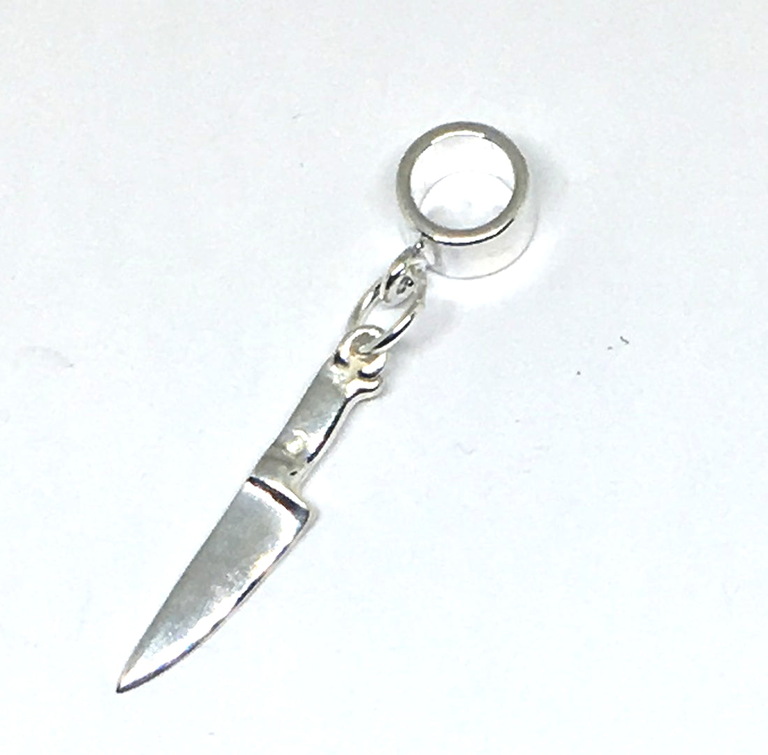 European Style Slider Chef Knife Charm in Sterling Silver