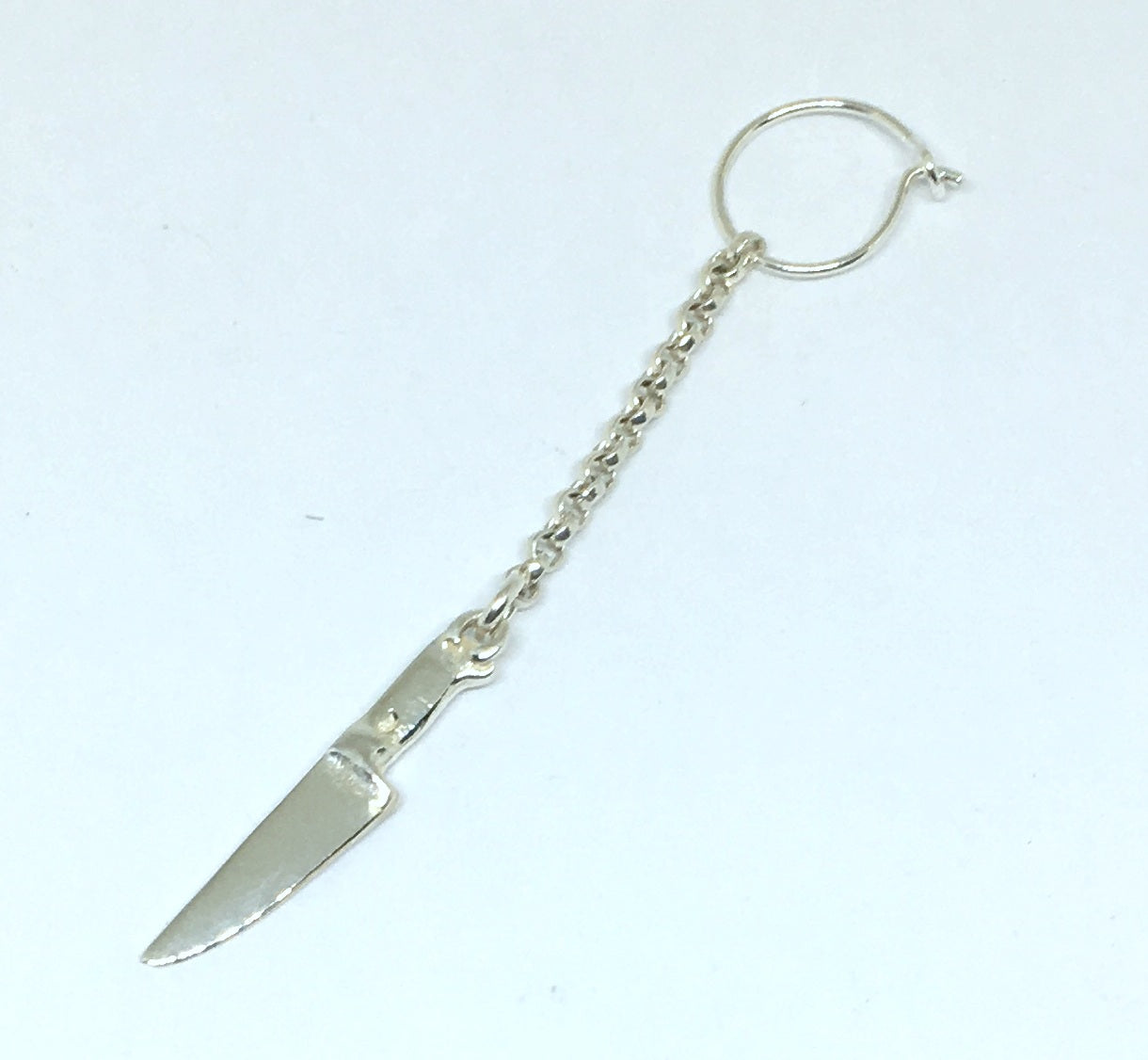 Sterling Silver Chef Knife on a Chain Earring