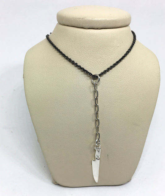 Black Sterling Silver Chef Knife Y Necklace