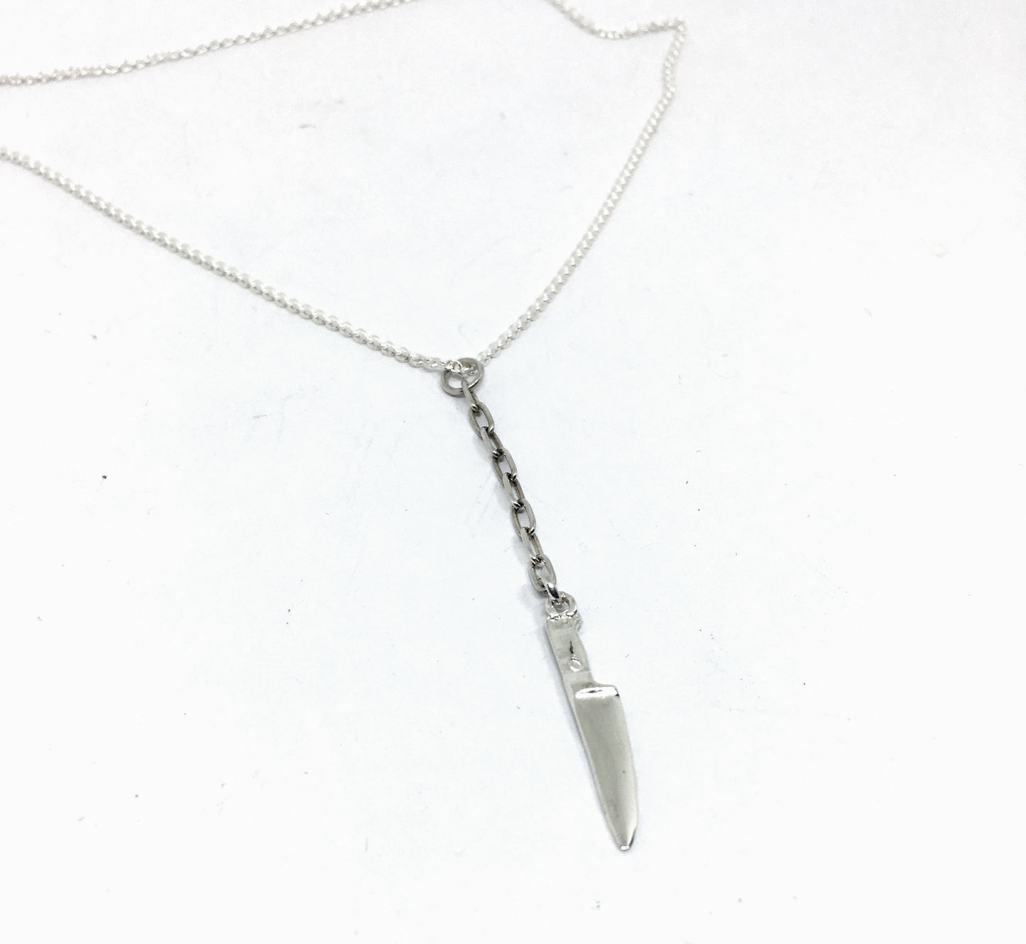 Sterling Silver Chef Knife Y Necklace