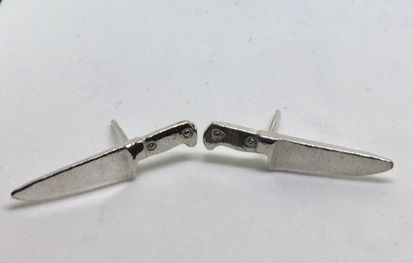 Chef Knife Stud Earrings in Sterling Silver