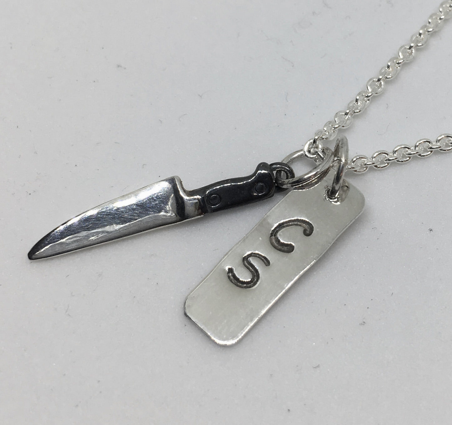 Personalized Chef Knife Pendant Necklace with Initials