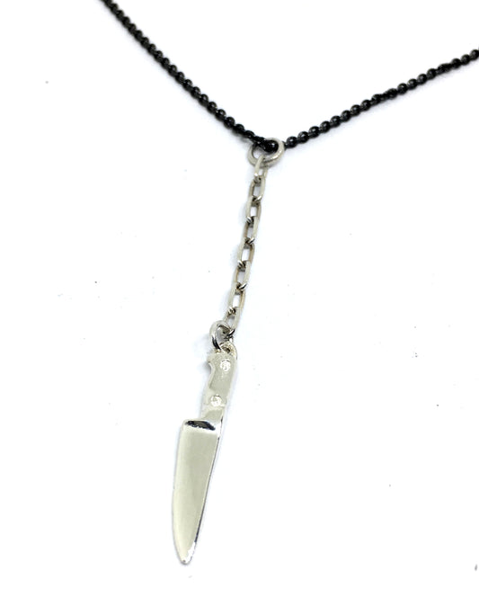 Sterling Silver knife chain Y necklace 