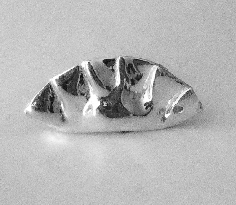 Large Chinese Potsticker Dumpling Charm in Sterling Silver