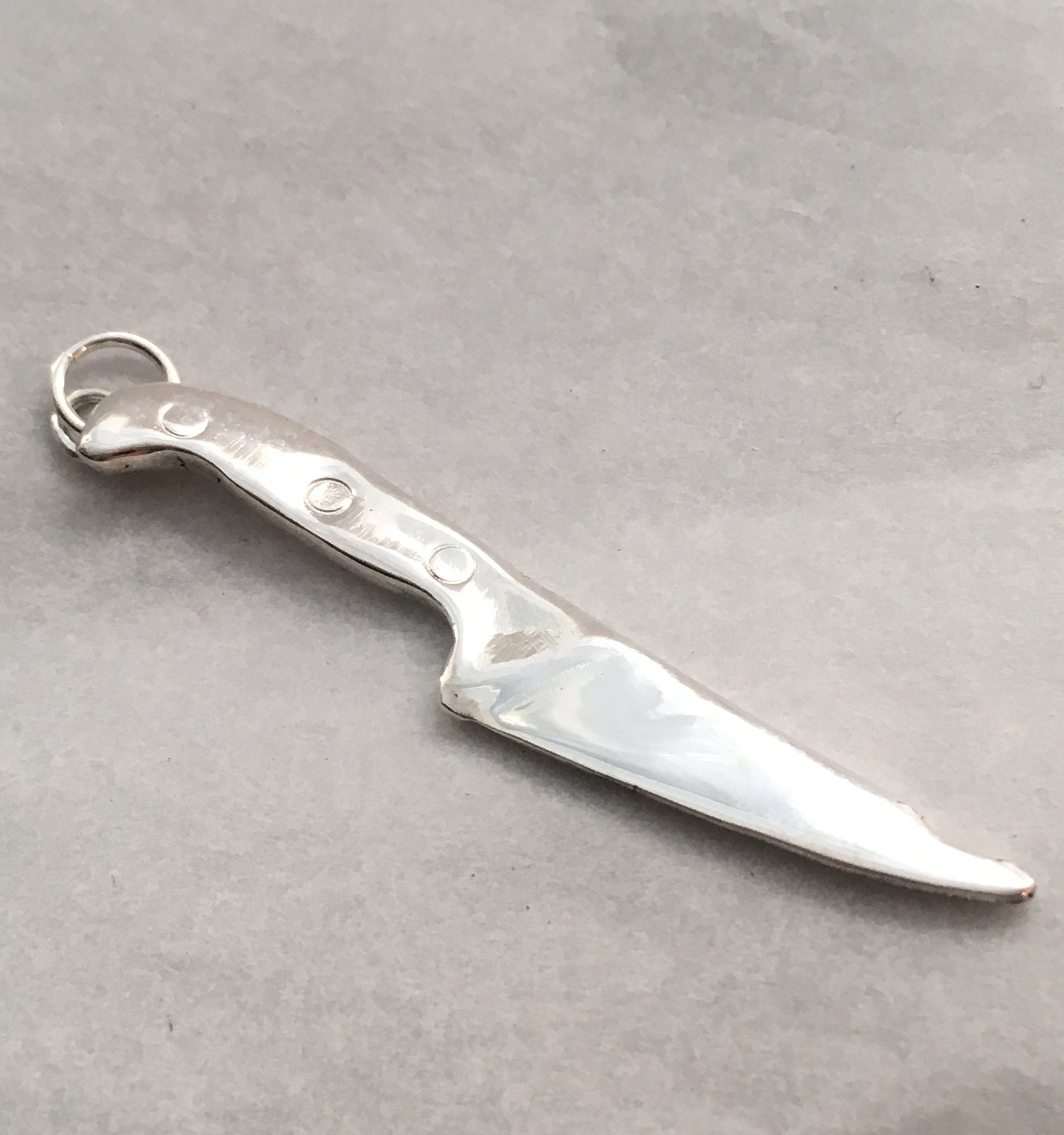 Sterling silver handcarved chef knife jewelry