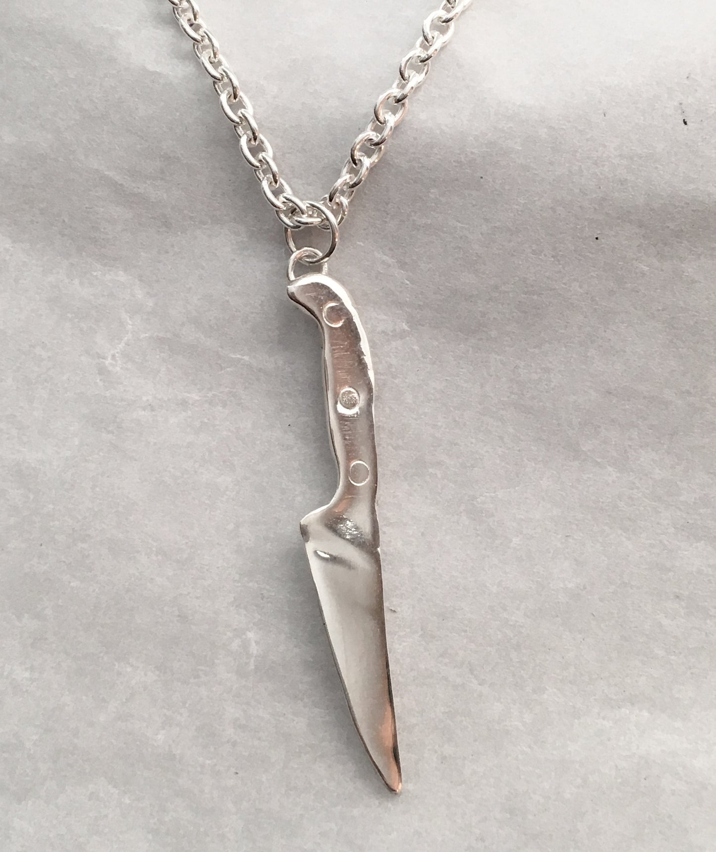 Large Sterling Chef Knife Pendant Necklace