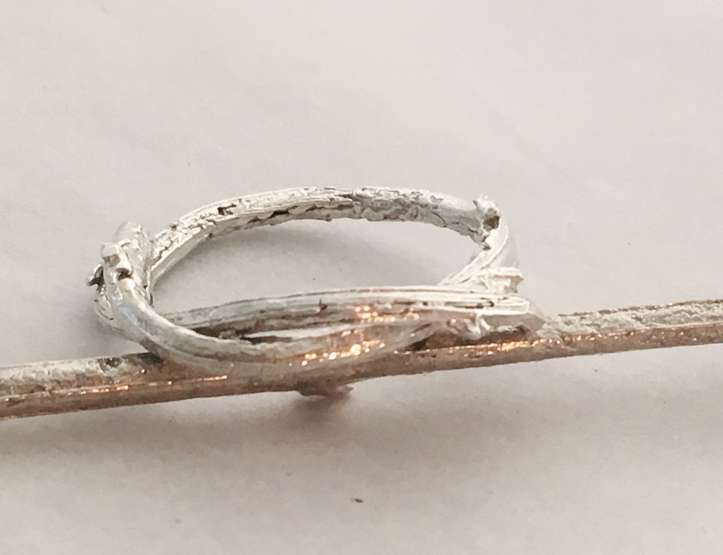 Natural Olive Twig Ring in Sterling Silver